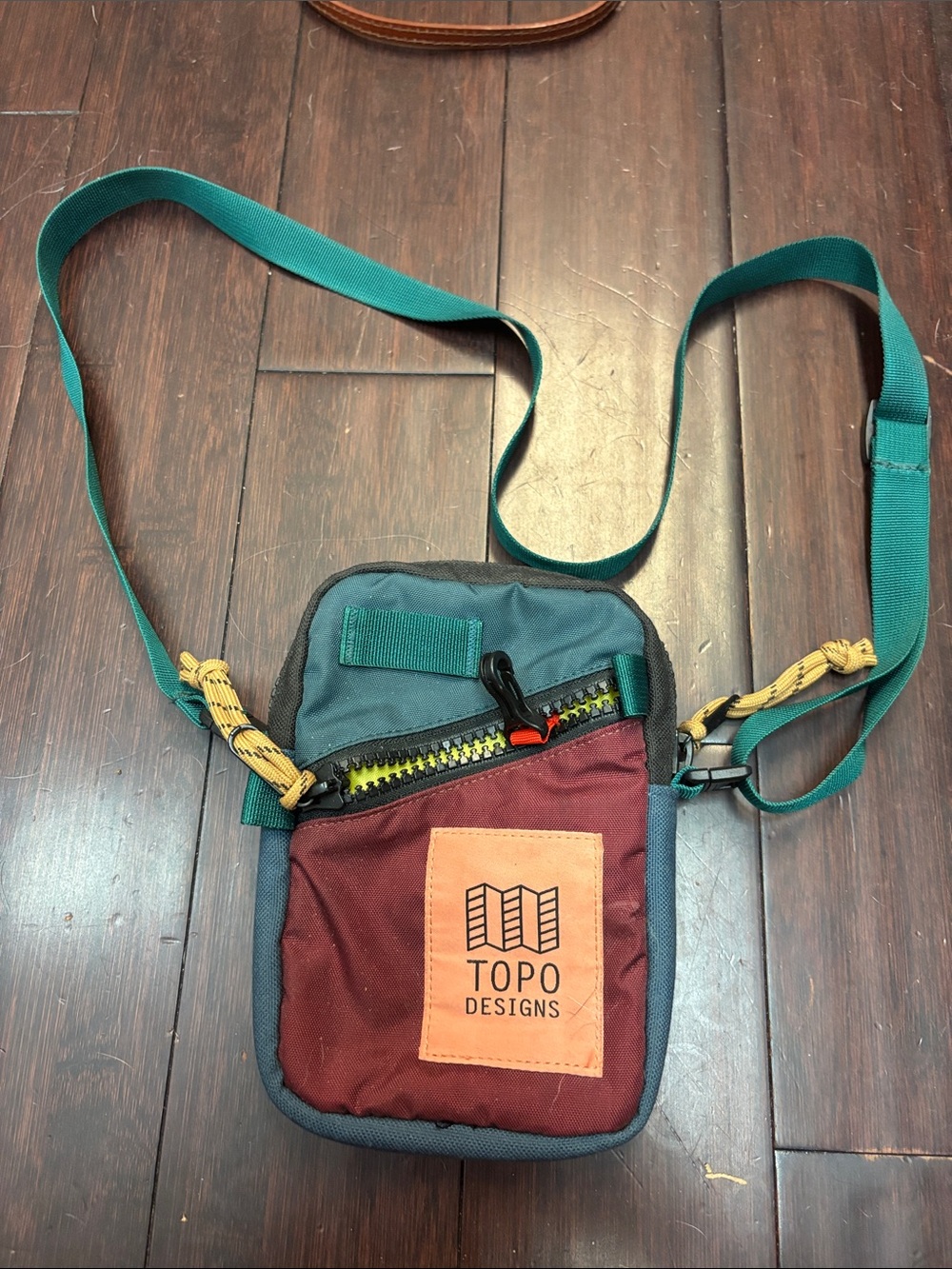 Topo Designs Crossbody Pouch in Teal & Burgundy